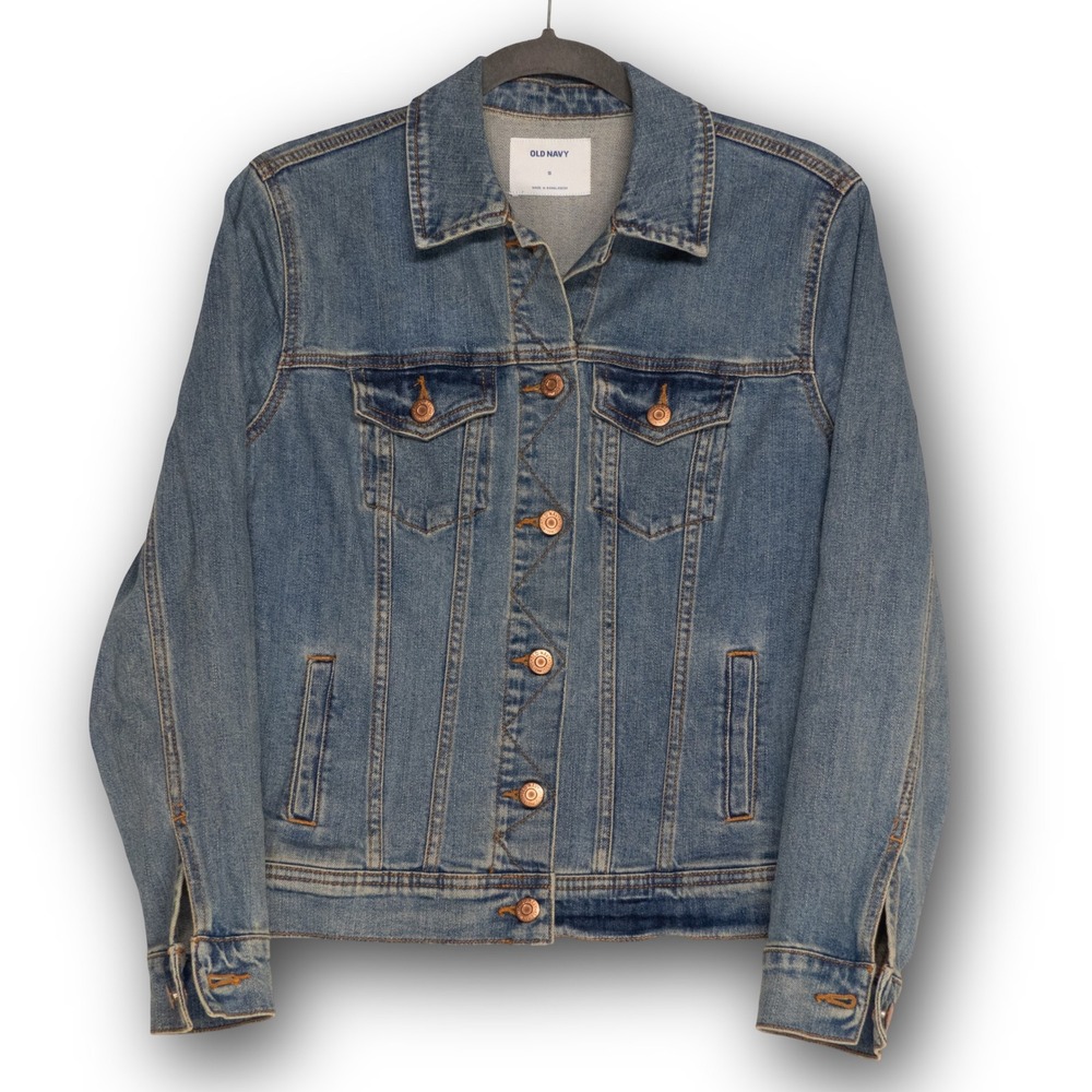 Old Navy Denim Jacket Women Small Blue Excellent Medium Wash Trucker Coat